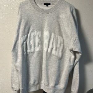 Brand new (no tags) Heather gray and white The Bar sweatshirt size L